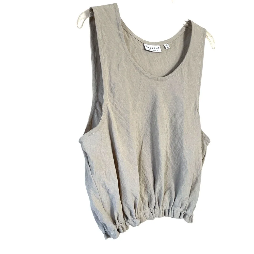 HABITAT Women's Size XL Natural Beige Textured Pullover Sleeveless Crop Tank Top - Picture 2 of 4